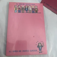 VTG Cathy Guisewite Funny Office Humor + Pink Notepad,all Men Are Created Equal
