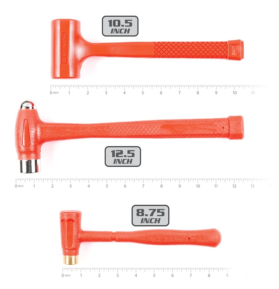 Titan 63133 3-Piece Dead Blow Hammer Set - Includes 16Oz Ball Pein, 12