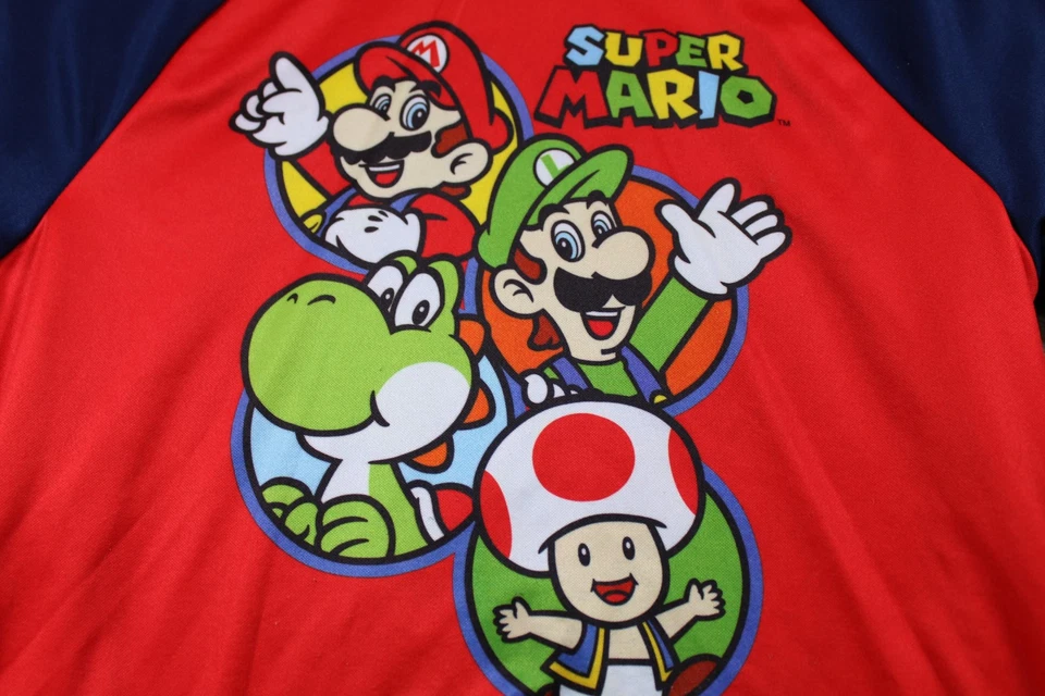 Super Mario Hoodie Youth XL 14 16 Red Blue Nintendo 2014 Graphic Pullover Game - Image 2 of 4