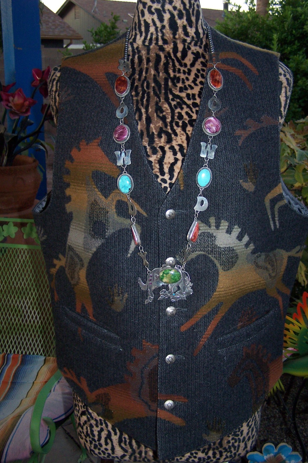 RARE VTG Pendleton Wool Running Horse Indian Blanket Design Vest L Men or Women image 3