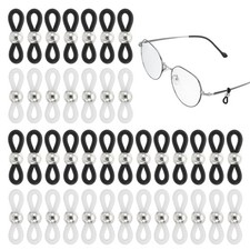 50 Pack Eyeglass Chain Connector for Sunglasses, Silver Metal Beads