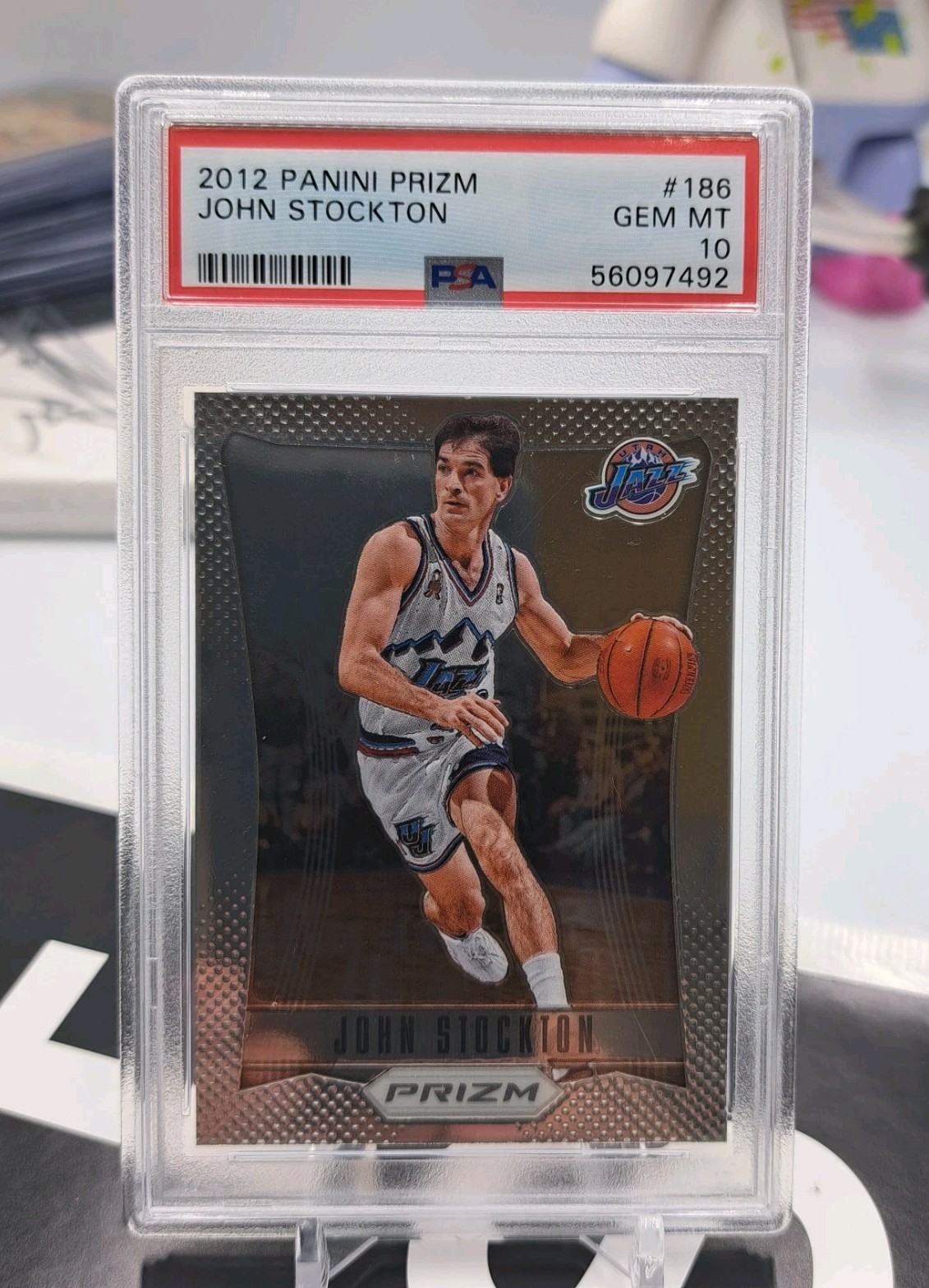 2012 PANINI PRIZM #186 JOHN STOCKTON JAZZ HOF PSA 10 GEM MINT