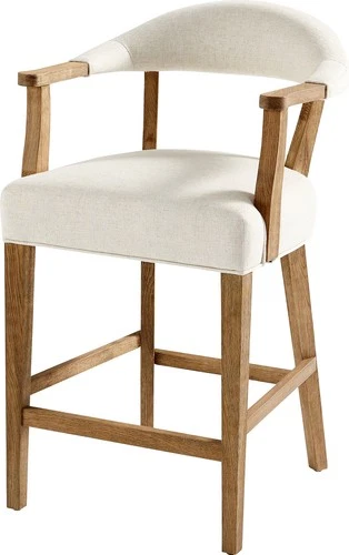 Prater Bar Stool with Beige Wood and Upholstery - Picture 10 of 10