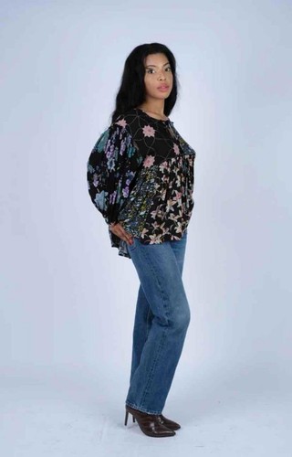 Sacred Threads Hippie Boho Festival Patchwork Peasant Smock Top 224687 L/XL - Picture 5 of 8