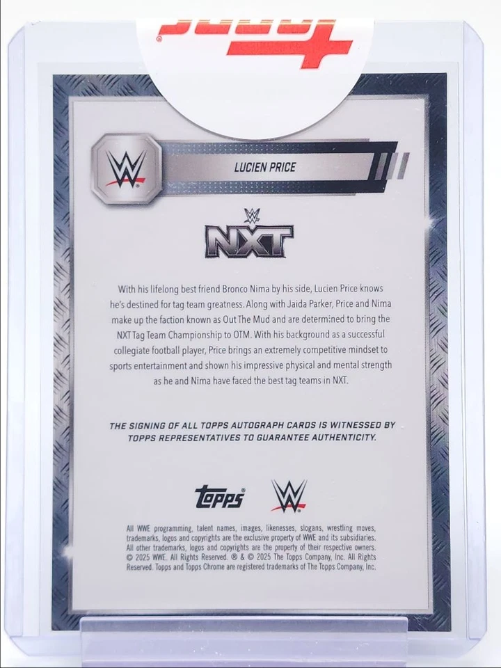 LUCIEN PRICE 2025 TOPPS CHROME WWE GOLD REFRACTOR AUTO /50 Q3472 - Image 2 of 2