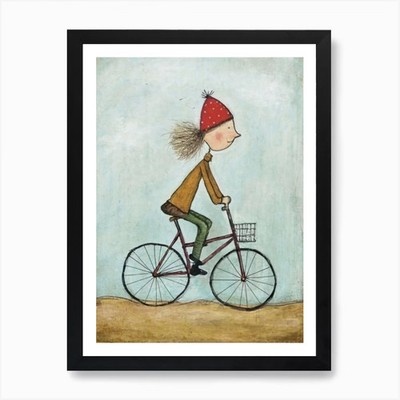 Ein Kind fährt Fahrrad Wandbild P Gerahmtes Wandbild Poster Leinwanddruck Bild