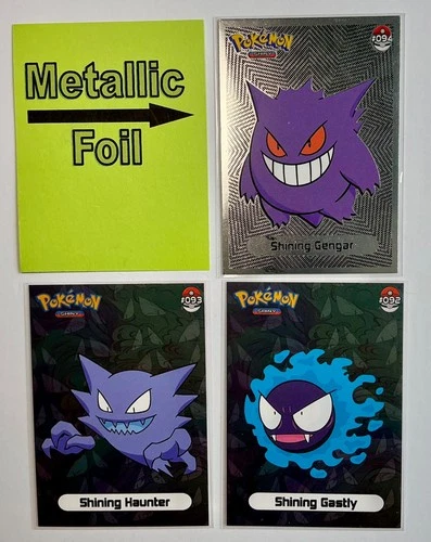 💥 GENGAR GASTLY Evolution Pokémon ART Cards 1997 “SHINY” Set 3 PC SET ANIME💥