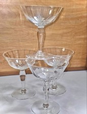 6 Antique Crystal Glass Set of Champagne Glasses Etched Wheat Design Set Of 6