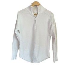 Offline by Aerie Textured Quarter 1/4 Zip Pullover Sweatshirt Women White Sz XS