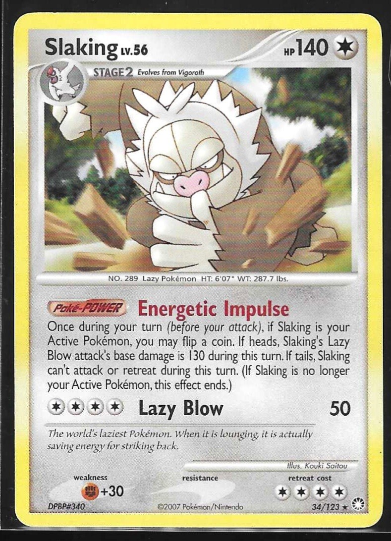 Pokemon TCG Slaking Mysterious Treasures 34/123  2007 