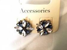 DUNNES STORES Floral Diamanté Stud Earrings Pierced Statement Costume Jewellery