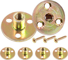 64PCS M8 Brad Hole Tee Nut Carbon Steel Screw in T Nuts round Base Mounting Hard