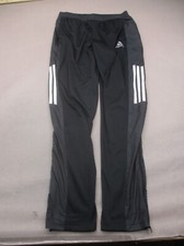 ADIDAS AEROREADY Size M Womens BLK Stretch Waist Pull On Leg Zip Track Pants 236