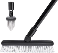 1 or 2 Pack Grout Brush with Long Handle 50 Inches, Swivel Floor Scrub Broom