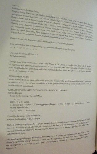 SONGS FOR THE MISSING by STEWART O'NAN--HC/DJ/2nd Print - Picture 3 of 3