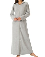 Dreams  Co. Plus Size Heather Grey Long Fleece Hoodie Robe Size L 18/20 