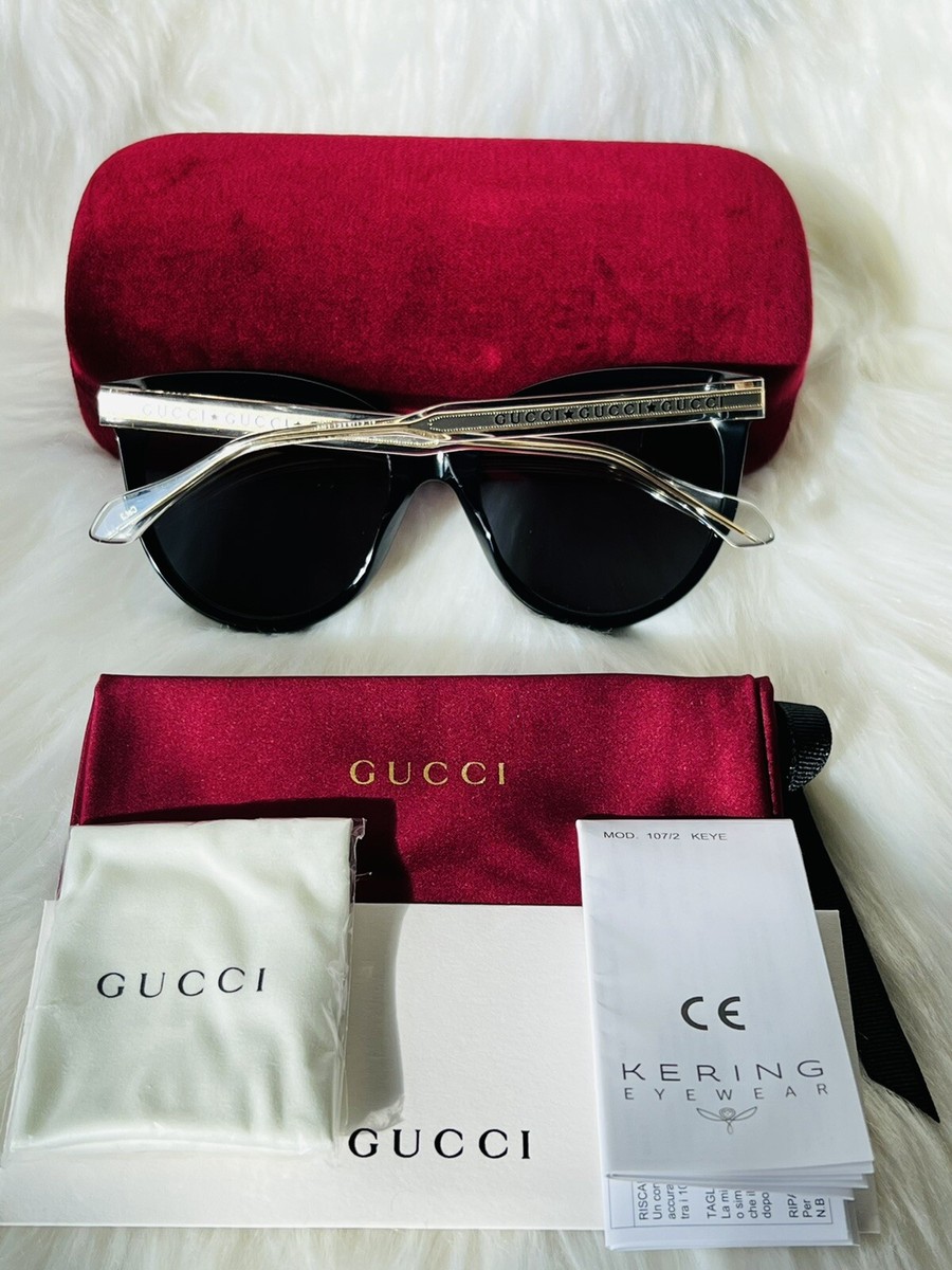 GUCCI GG0565S 001 Cat Eye Black Grey Women's Sunglasses 54