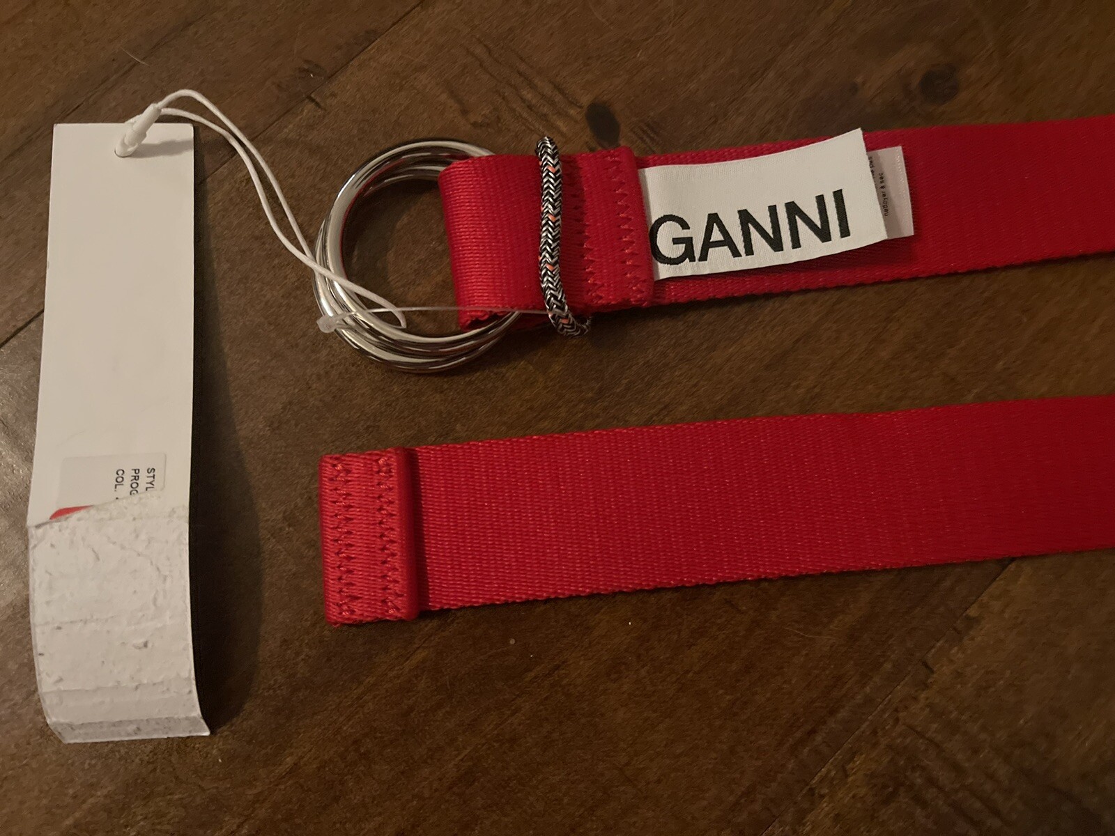Ganni A2884 Red 459 Lollipop Double Loop Fabric Women's Belt - One Size - New! image 4
