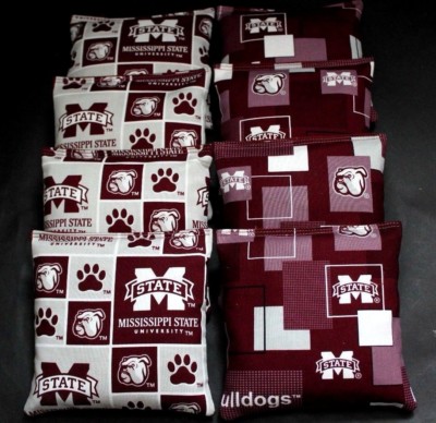  MISSISSIPPI STATE BULLDOGS 8 CORNHOLE BEAN BAGS BAGGO/TOSS TOP QUALITY MADE!!