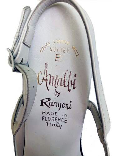 Rangoni White Leather Vtg Gold bead + White Pearl Sandals Florence, Italy SM/M - Picture 4 of 8
