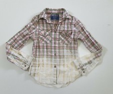 Upcycled Distressed Bleached Hand Dyed Ombre Country Grunge Rockabilly Shirt XS