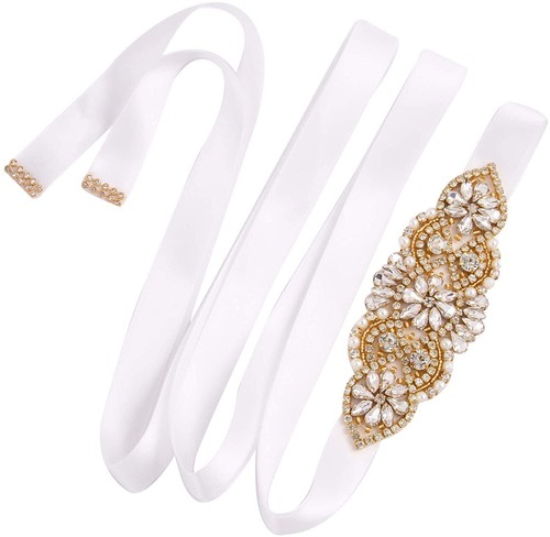 Bridal Wedding Belt Bridesmaid Dress Sash Crystal Rhinestone Pearl Waist Belt - Picture 4 of 25