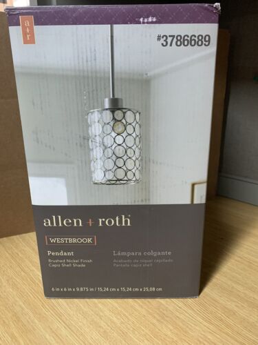 allen roth Westbrook Brushed Nickel Coastal Cylinder Mini Hanging Pendant Light - Picture 2 of 4