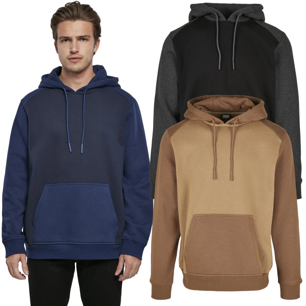Urban Classics 2-Tone Fake Raglan Hoody Pullover Sweatshirt
