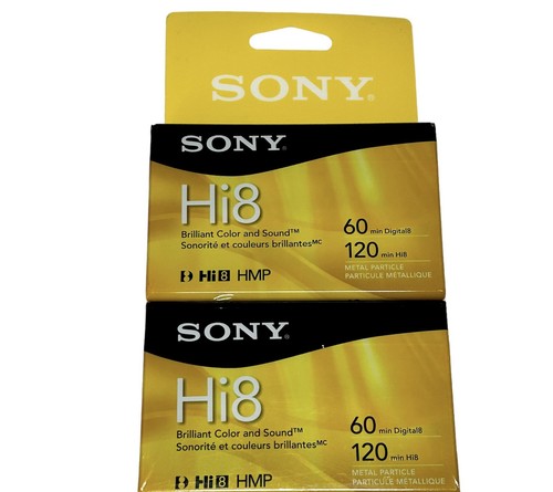 Sony Hi8 120 Min Digital8 60 Min HMP Paquete de 2 Videocámara Casete Cintas Nuevo Sellado - Imagen 1 de 14
