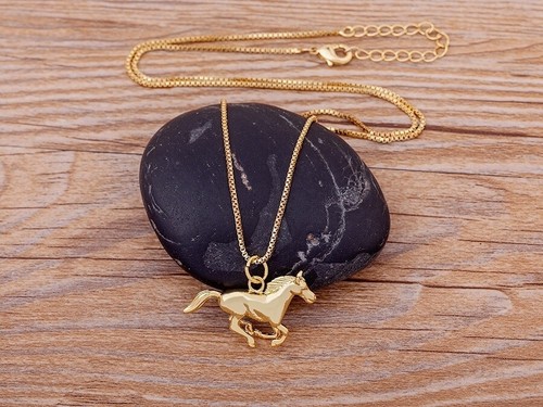 Women's Fashion Jewelry Gold Running Horse Pendant Necklace 342 - Picture 5 of 6