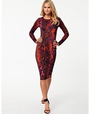 AX Paris Women Animal Print Body Con Long Sleeve Dress Size 8