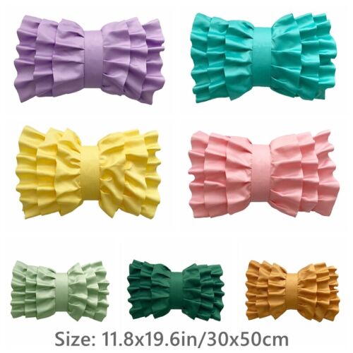 2X Satin Bowknot Ruffle Pillowcase Throw Cushion Pillow Case Cover Sofa Bed Chic - Afbeelding 1 van 18