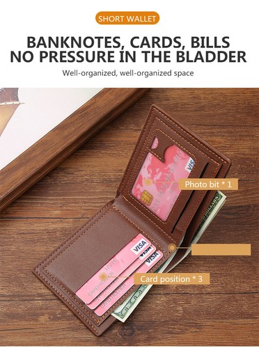 Herren Luxus Kunstleder Weich Etui Kreditkartenhalter Geldbörse Schwarz Braune - Bild 5 von 8