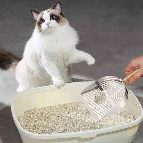 Cuchara de arena para gatos cuchara de arena cuchara de acero inoxidable mango largo ergonómico - Imagen 9 de 16
