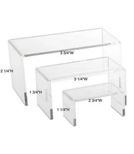 Clear Acrylic Riser Jewelry Showcase Fixture Counter Display Riser Set Of 3