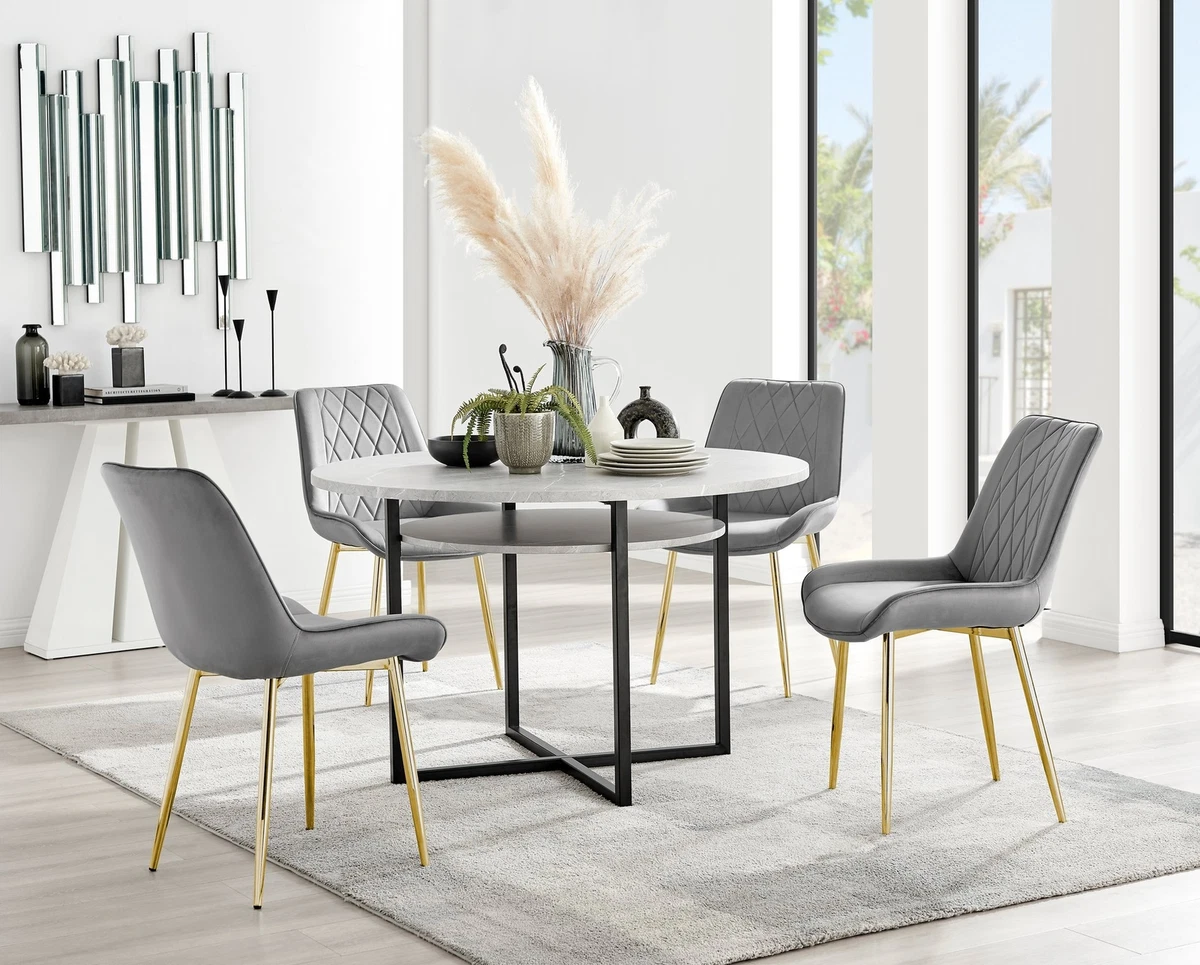 Grey concrete dining cheap table and chairs