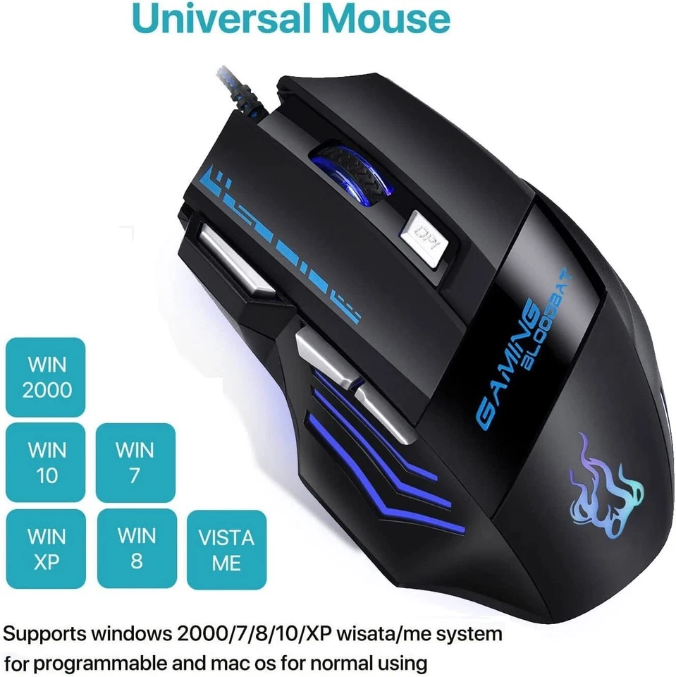 New Wired Gaming Mouse Adjustable Dpi Breathing Light Ergonomic Design USB - Image 3 of 4