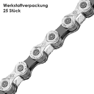 KMC Kette X8 6/7/8-fach 116 Glieder 25 Stück KMC Missing Link 1/2''x3/32'' /grau