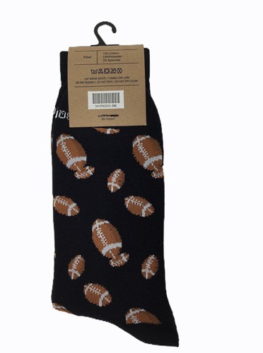 Novelty Football Socks Sports Fan Fun Fashion Cotton Blend Crew Sock Size 10-13 - Picture 4 of 4
