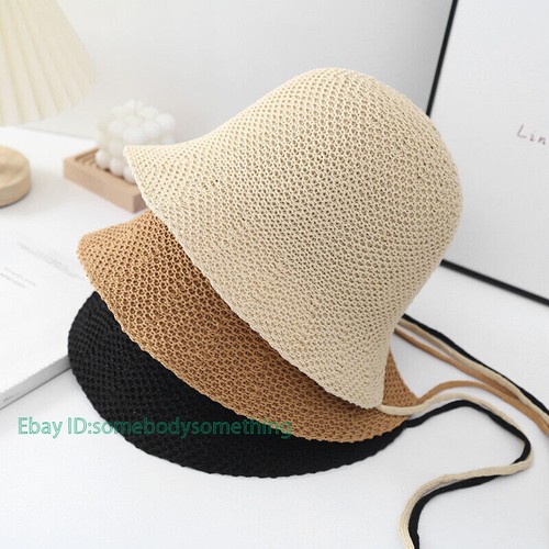 Gorra con gorro de paja francesa para mujer sombrero de cubo sombrero para el sol correa para la barbilla sombrero para el sol plegable - Imagen 2 de 31