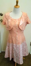 B Michael America Size 12 A Line Pink Brocade Floral Dress W Bolero Jacket Lined