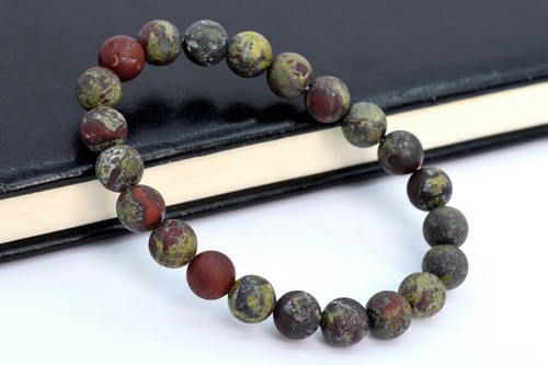 8MM Matte Dragon Blood Jasper Bracelet Grade AAA Natural Round Beads 7" - Picture 4 of 4