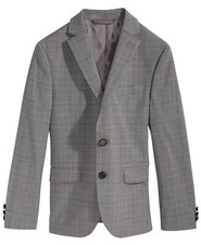 NWT Ralph Lauren Plaid Graduation Suit Jacket Big Boys 16R Grey Gray School