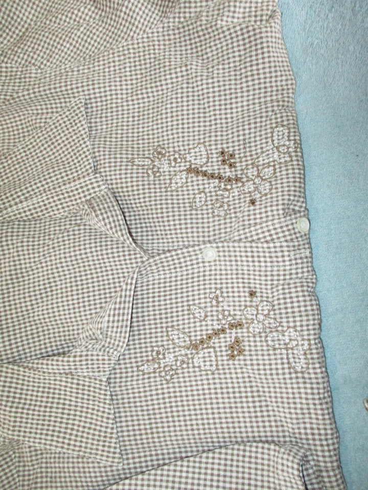 ERIKA 2 изделия брюки костюм женщин XL - укороченный Капри брюки коричневый и белый - Изображение 4 из 4