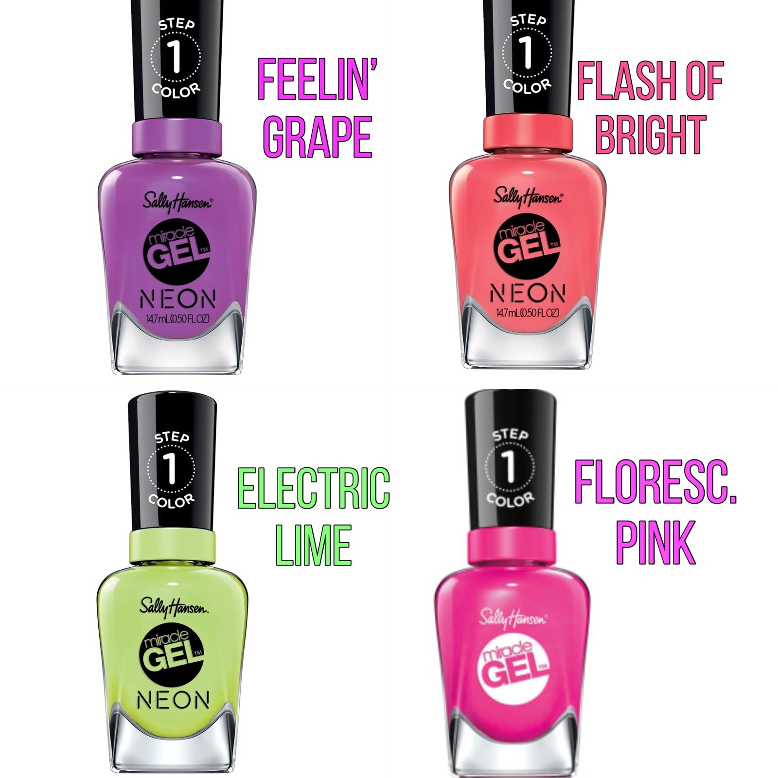  NEON NAIL POLISH VARNISH NAIL ART Quick Air Dry Pink Green Yellow Not