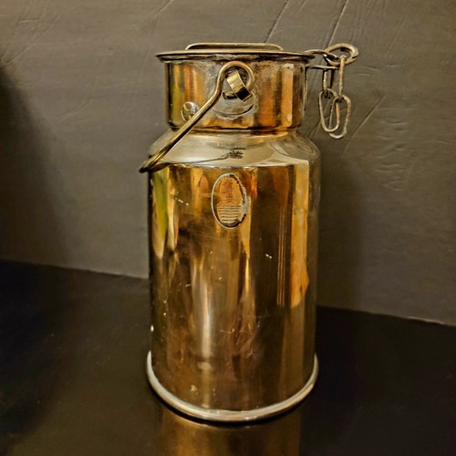 Secchio contenitore latte lattina vintage ottone 1/2 gallone con coperchio patina danese/ruggine - Foto 15 di 17