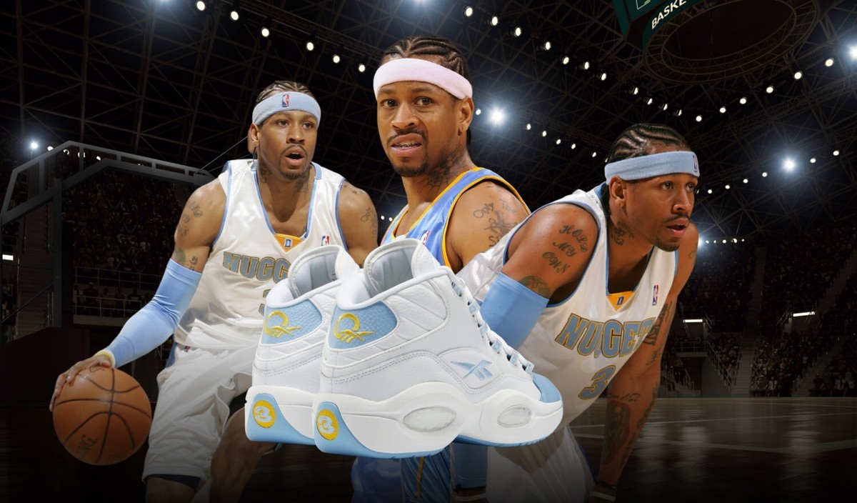Reebok Question Mid White Blue Allen Iverson Denver Nuggets GW8854