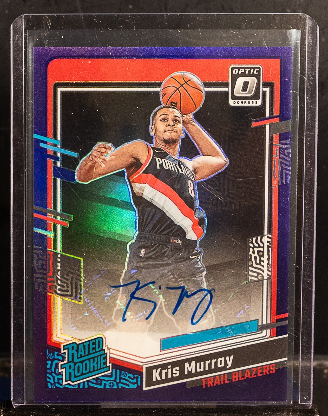 Kris Murray 2023-24 Donruss Optic 275 Purple Prizm Rated Rookie RC Auto