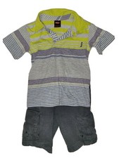 Nike Go Boys 2pc set grey shirt  shorts, size 7 lime