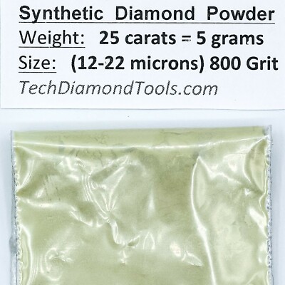 TechDiamondTools Diamond Powder 800 Grit 12-22 Microns, 25 cts = 5 Grams